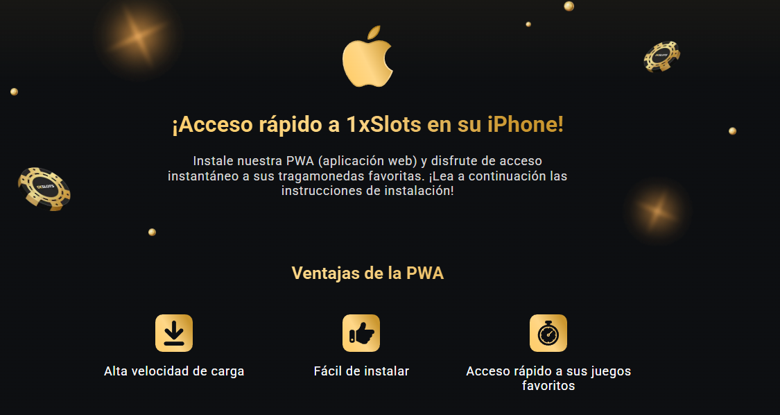 Versión iOS y web móvil de 1xSlots