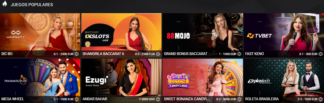 Más juegos en 1xSlots casino